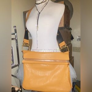 Chloe Mustard Crossbody Bag with Gold Accents